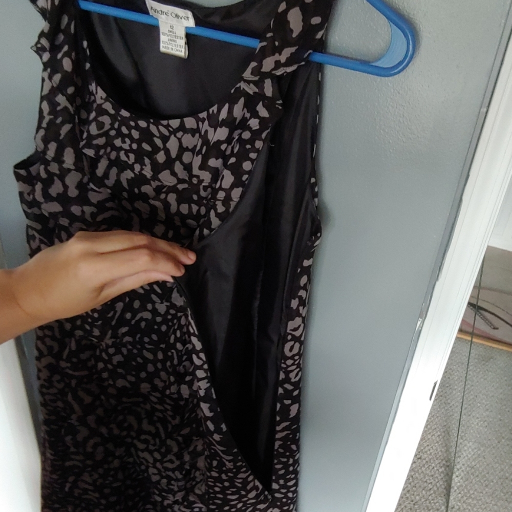Women's Ruffle Front Animal Print Dress - Picture 6 of 6